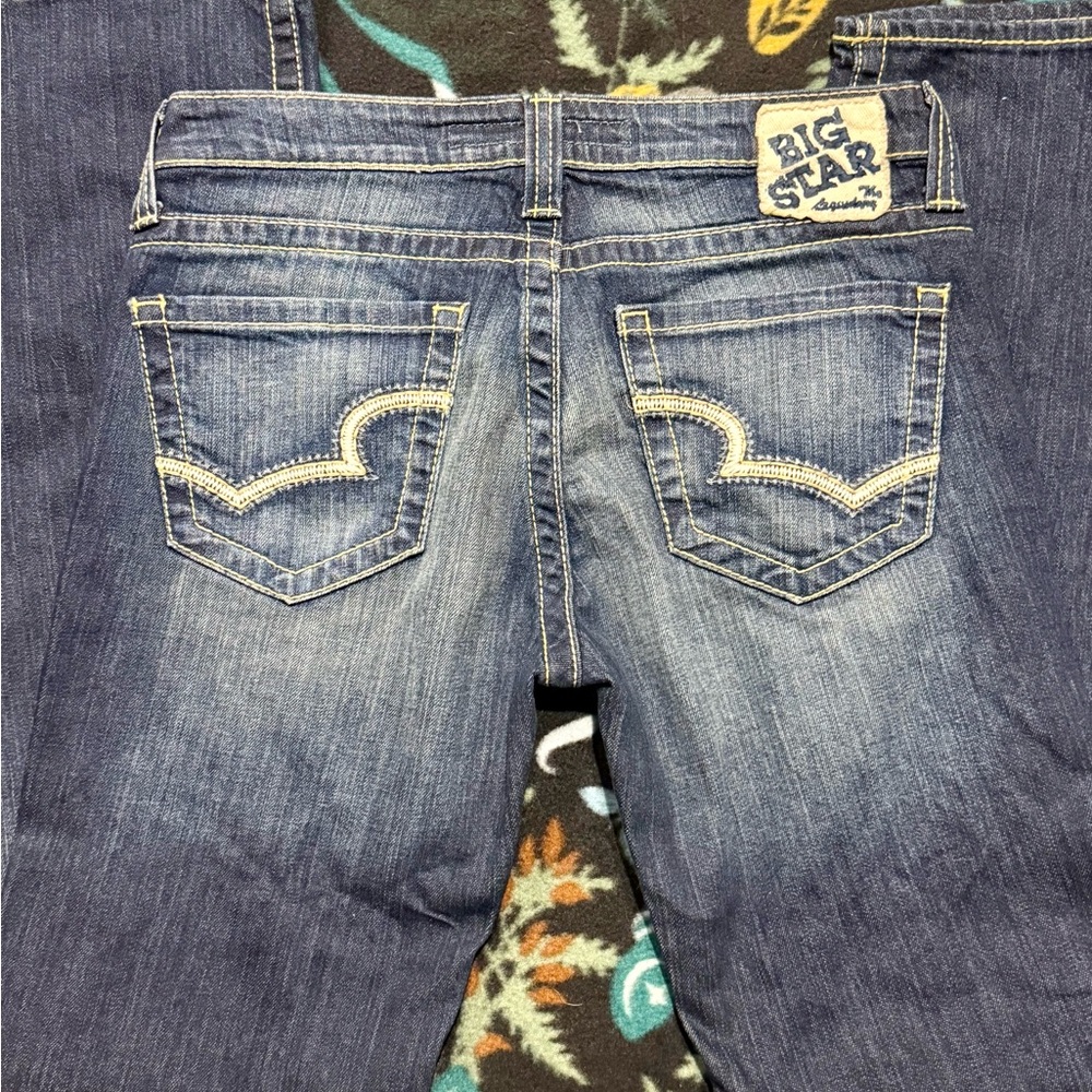 Big Star Remy Jeans 29 Medium Blue Low Rise Bootcut Whiskered Denim